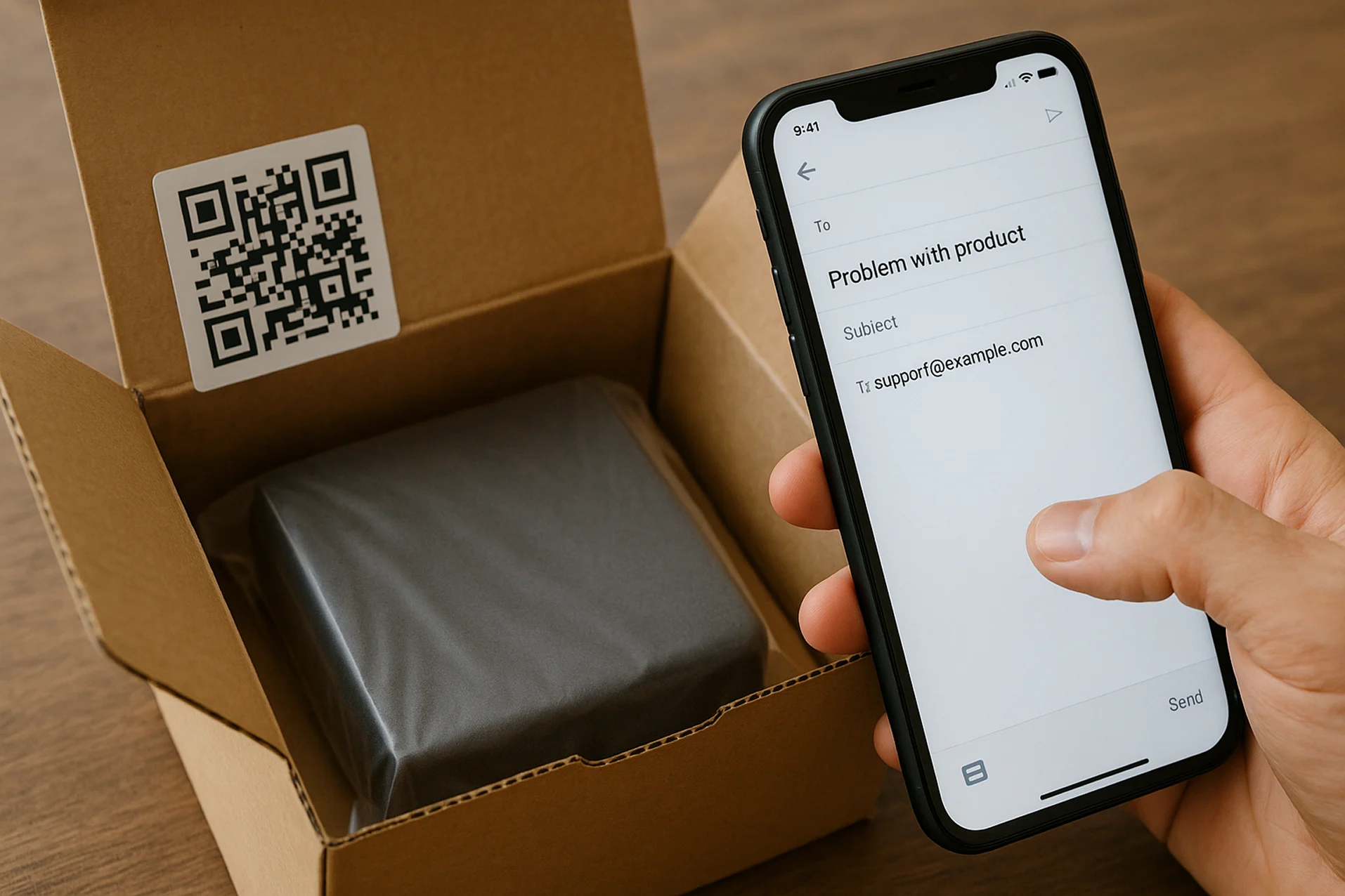 Email QR Code Stickers in Product Box