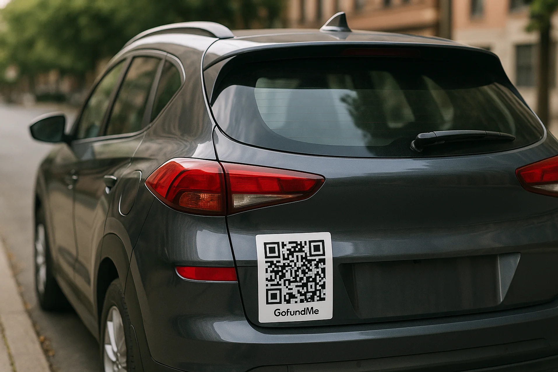 GoFundMe QR Code Stickers on Cars
