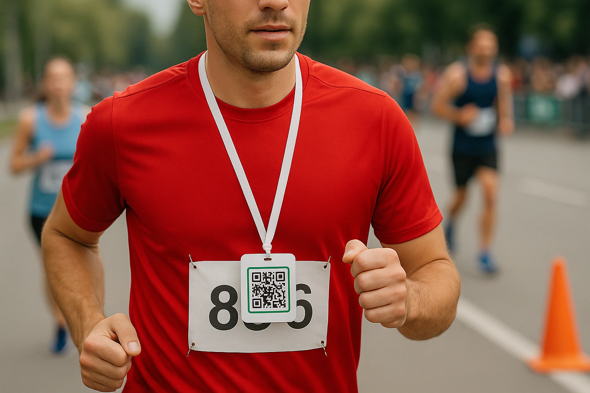GoFundMe QR Code on Marathon Runner Badges