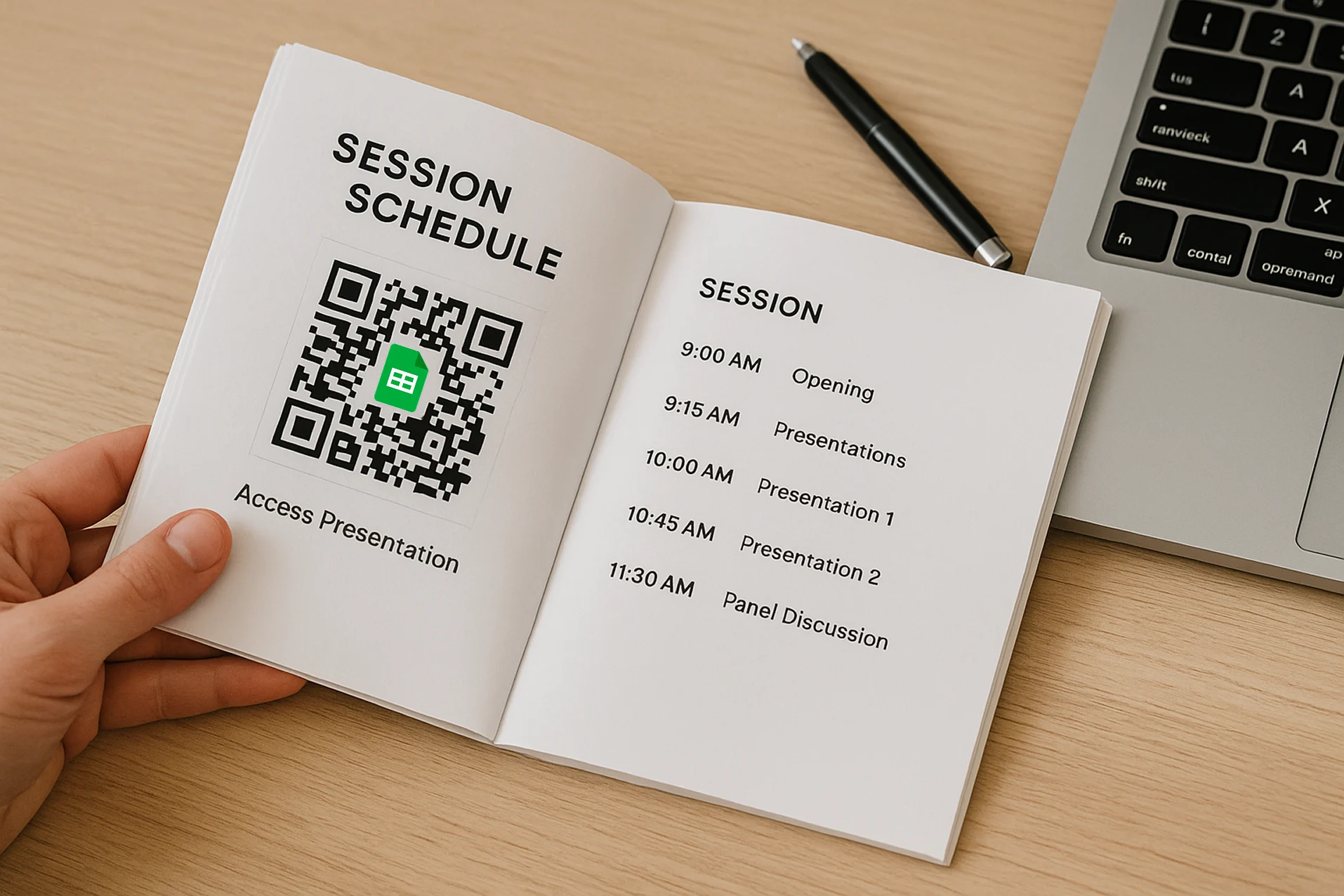 Google Sheets QR Code for Viewing Session Schedule