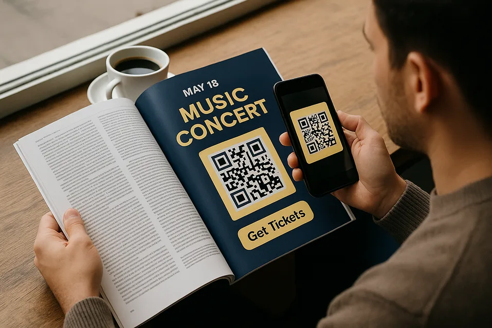 Eventbrite QR Code in a Magazine