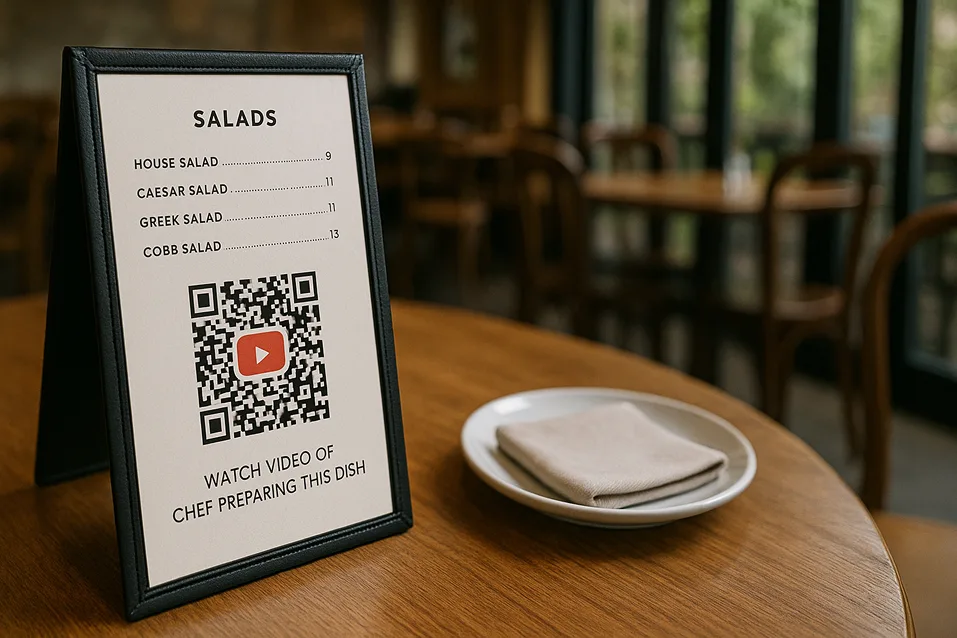 YouTube QR Code in the Restaurant Menu