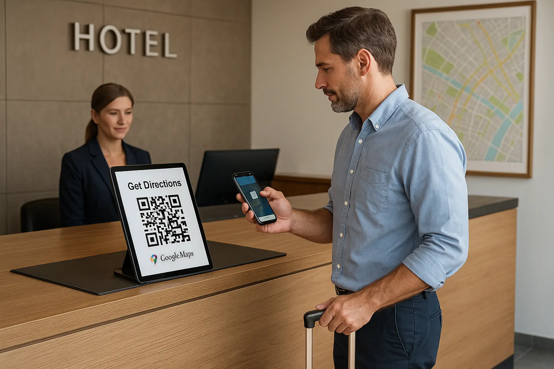 QR code at the hotel reception