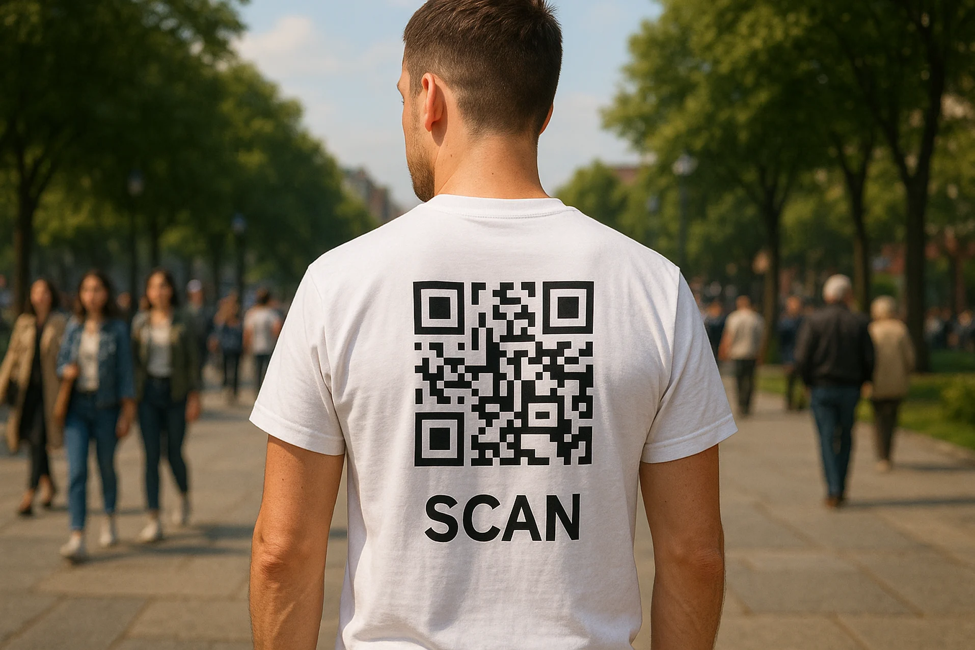 QR code on fundraising t-shirts