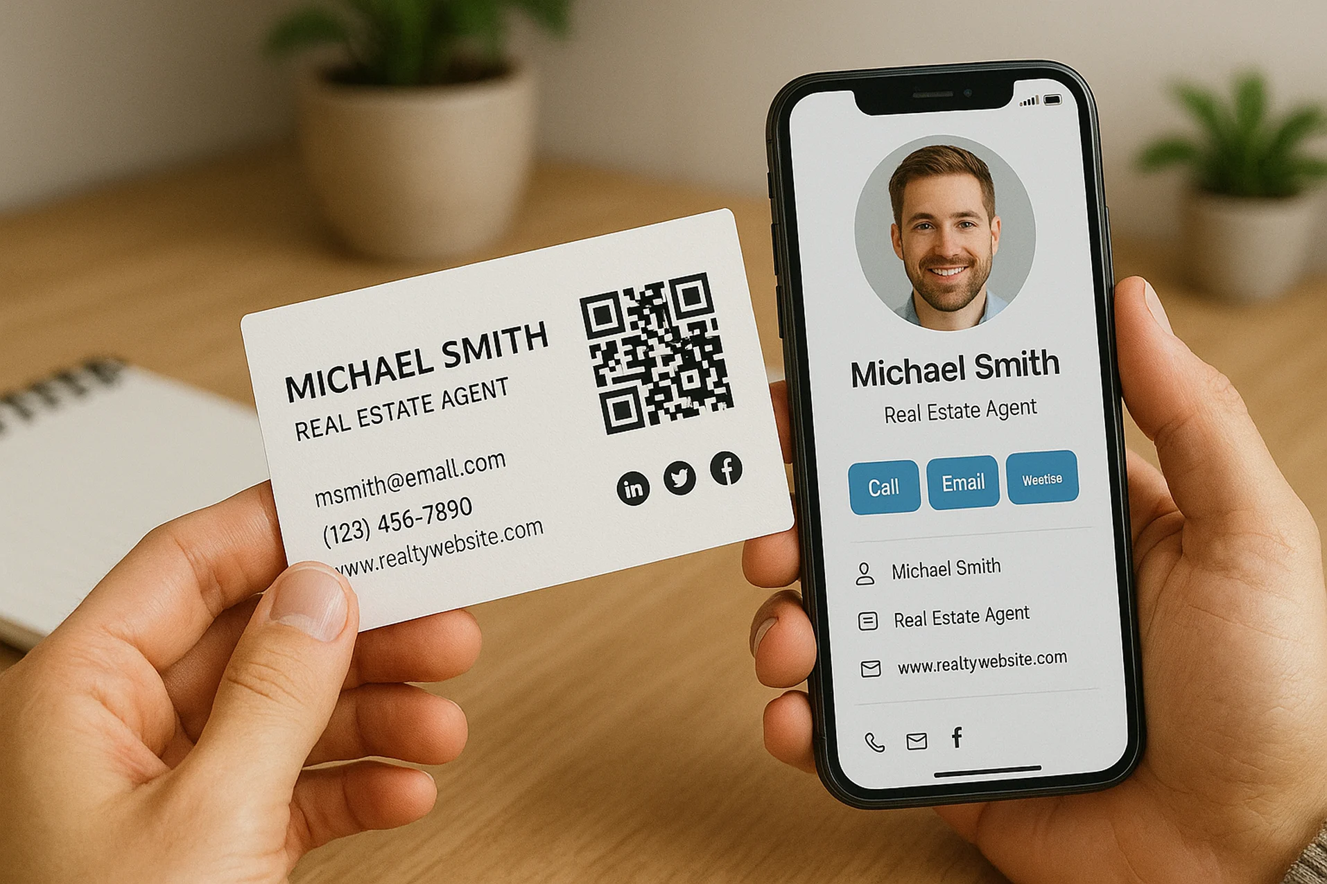 Real Estate Business Cards with QR Code