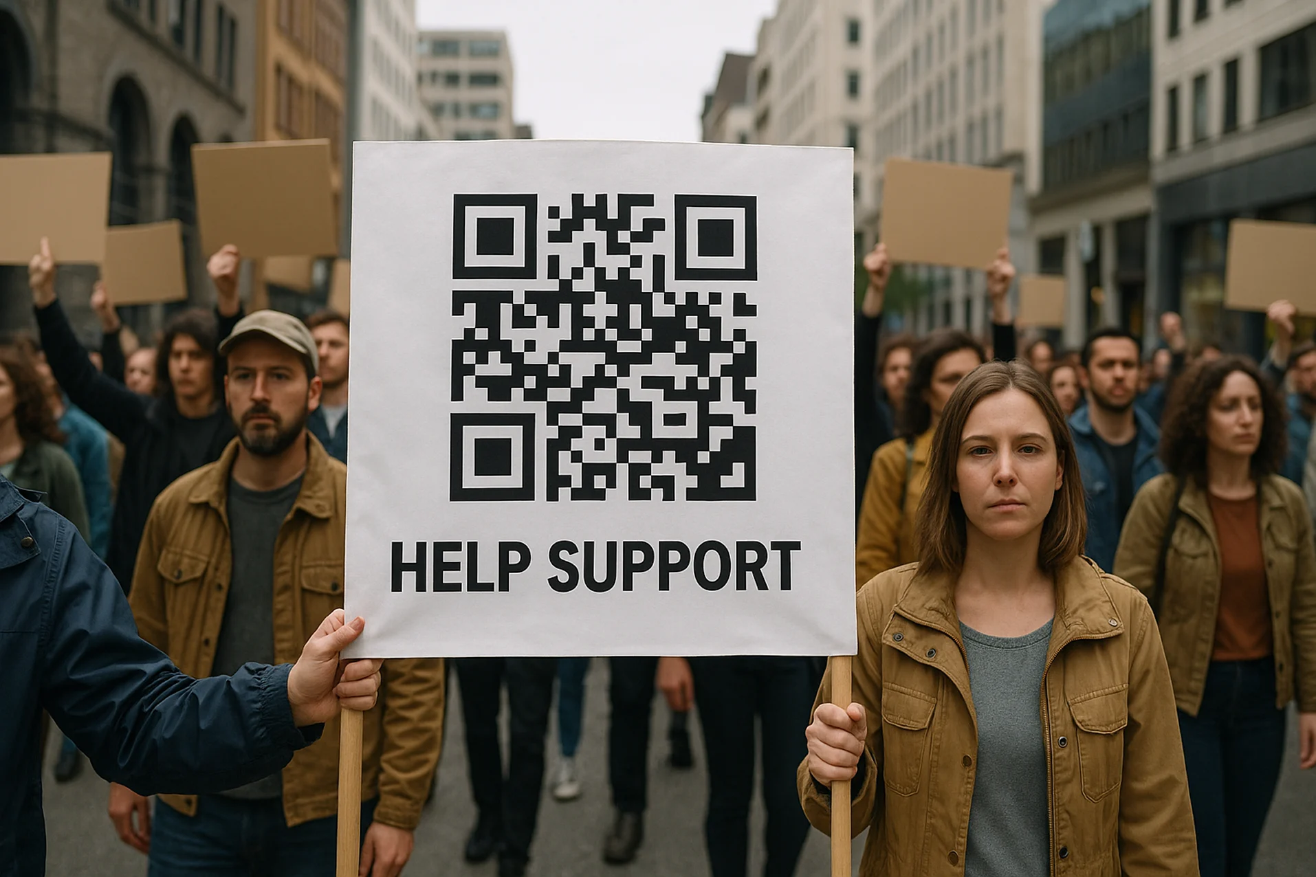 Signs with a GoFundMe QR Code