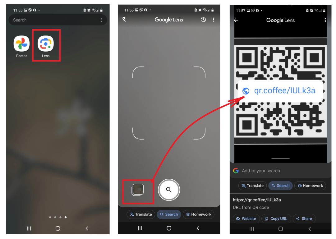 Scanning a QR code from a screenshot using Google Lens App