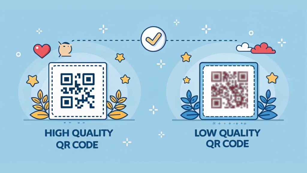 high quality qr code vs bad quality qr code