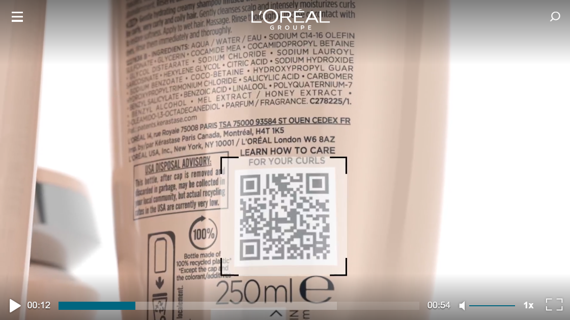 L’Oreal QR Codes on Products